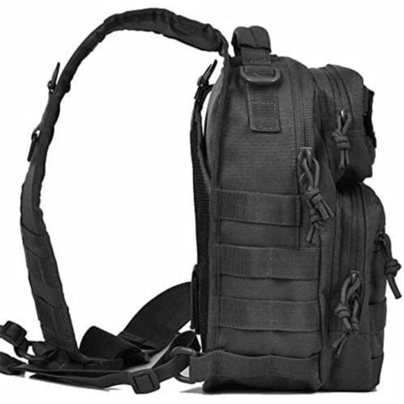 Tactical Sling Backpack Small EDC Shoulder Bag for Travel Range Hiking Black - Picture 5 of 8